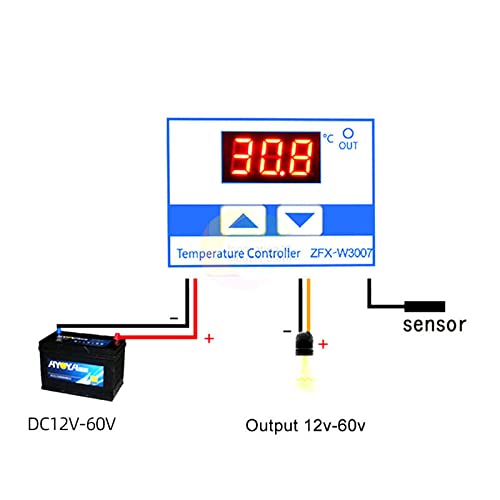 בקר טמפרטורת מיקרו-מחשבים W3007 LED תצוגה דיגיטלית תרמוסטט DC12-60V NTC תצוגה אדומה תצוגה MOS פלט