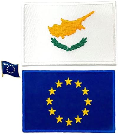 טלאי דגל דפוס דפוס 3D של איחוד האירופי+קפריסין דגל קאנטרי טלאי אפליקציה+מדינות האיחוד האירופי סיכה