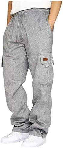 סרבלים לגברים של Uofoco עם משיכה וכיס רב כיס מכנסי טיול מזדמנים מכנסי מטען אימון כותנה לגברים