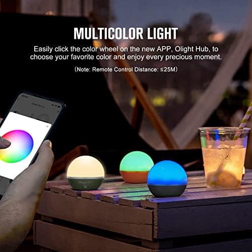 Olight Obulb Pro S Multicicor Light Light Orb עם בקרת אפליקציות Bluetooth, צורב מנורת שולחן חכם נטען.