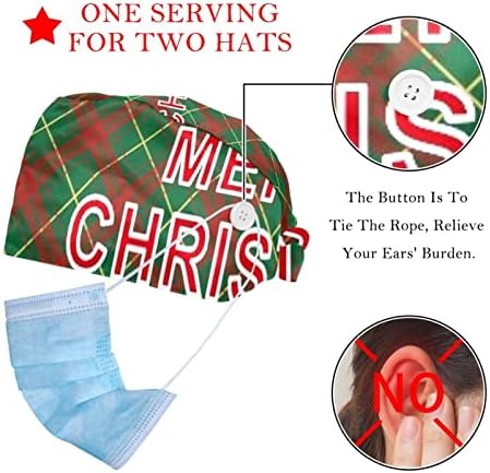 דיייה 2 חבילות מתכוונן עבודה כובע עם כפתור סרט זיעת עבור אחיות נשים קוקו כובע חג המולד סריג