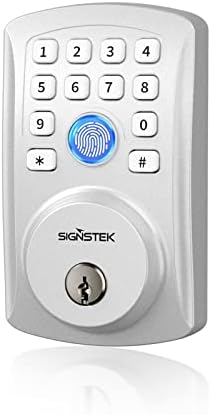 נעילת דלת טביעת אצבע של Signstek, נעילת דלת חכמה ללא מפתח, מנעול דלת ביומטרי עם לוח מקשים, לוח מקשים אלקטרוני