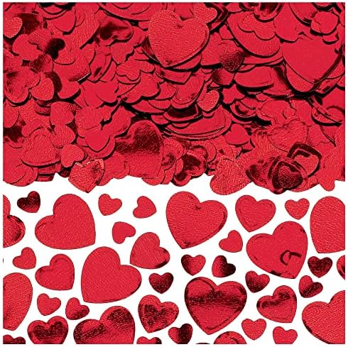 AMSCAN אדום Metallic Hearts Confetti, 2.5 גרם, 1 חבילה