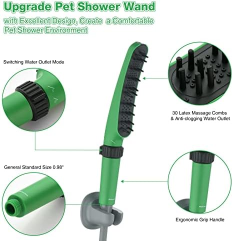 קובץ מצורף למקלחת כלבים ריינובו 4 מצבים מרסס מקלחת לחיות מחמד קובץ מצורף למקלחת כביסה לכלבים עם צינור 118
