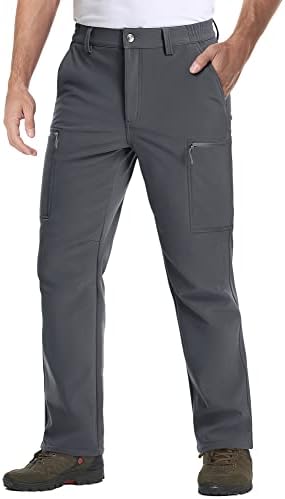 מכנסי טיול של Magcomsen לגברים צמר צמר חורף שלג שלג עמיד למים מכנסיים רכה מכנסי עבודה חיצוניים