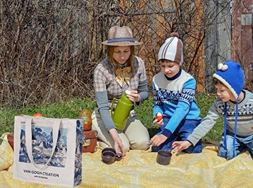 תיק תיק קנבס LZ אסתטי מקורי מקורי ציור שמן אמנות לנשים נערות שימוש חוזר לתיק טוטו ידידותי לסביבה