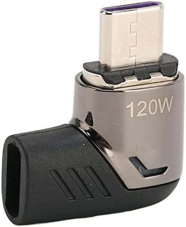SANPYL USB C מתאם מגנטי, USB2.0 PD 120W טעינה מהירה 480 מגהביט לשנייה העברת נתונים, 90 מעלות זווית ישרה סוג