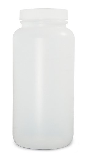 QORPAK PLC-03586 טבעי HDPE פה רחב בקבוק עגול עם 53-400 מכסה פוליפרופילן לבן לא מסודר, קיבולת 8.5oz,