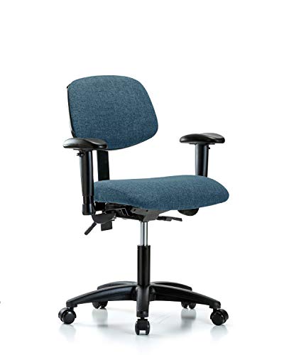 לבטק ישיבה סגן 41499 בד שולחן גובה כיסא ניילון בסיס, הטיה, זרועות, גלגלים, כחול