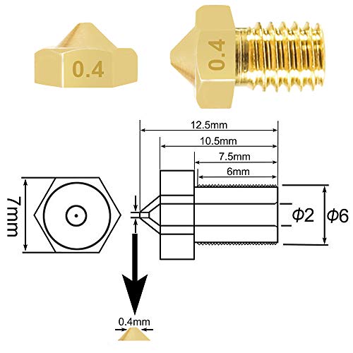 AOKIN 16 PCS חרירי מכבש חרירים 3D מדפסת חרירי פליז עבור E3D V5 V6 0.2 ממ 0.3 ממ 0.4 ממ 0.5 ממ