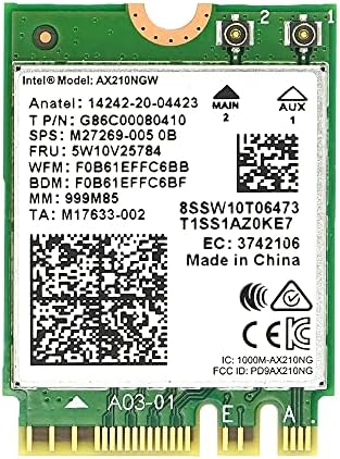 ליאן מו למחשב נייד NIC Intel AX210 Wi-Fi 6E אלחוטי NIC תומך ברצועת 6GHz תומך גם ב- Bluetooth 5.2, 2x2 אנטנות,