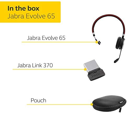 Jabra Evolve 65 אוזניות אלחוטיות של UC, מונו-כולל קישור 370 מתאם USB-אוזניות Bluetooth עם ביצועים אלחוטיים