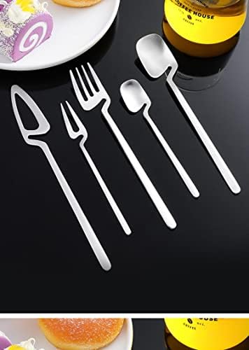 נה יצירתי 304 נירוסטה כלי שולחן מעוקל ידית יכול לתלות כוס כפית קינוח סכין, מזלג כפית ארבע חתיכה