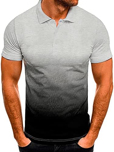 Narhbrg Mens Summer Shirt כפתור V צוואר פולו חולצות שיפוע רזה מתאים לשרוול קצר טריקו אתלט