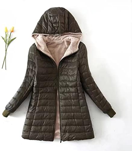 חורף מעילים לנשים, ארוך שרוול רוכסן הוד מעיל מרופד מזדמן להאריך ימים יותר חם מעיל עם כיסי מעיל