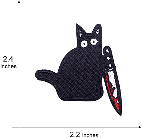 Kloriz 3 PCS חתול שחור עם טלאי סכין אימה ברזל רקום על תפור על טלאים בד טפח בד סיכת DIY אפליקציה