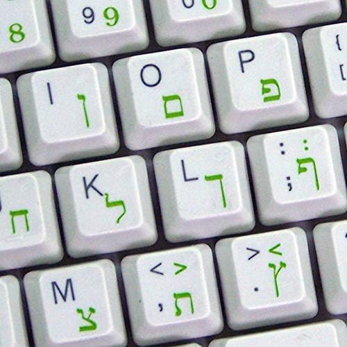 מדבקות מקלדת עברית עם כיתוב ירוק רקע שקוף