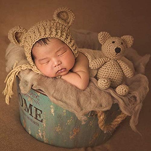 יילוד תינוקות צילום נכס סרוגה בני בנות לסרוג דוב צעצוע עם דוב כובע