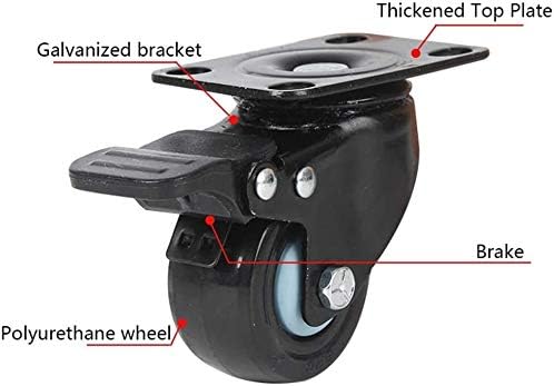 Z צור עיצוב קבצי קבצים 4 חבילה ריהוט שחור גלגלים גלגלים מסתובבים גלגלים קיקים עם בלם, 40/50 ממ פוליאוריתן