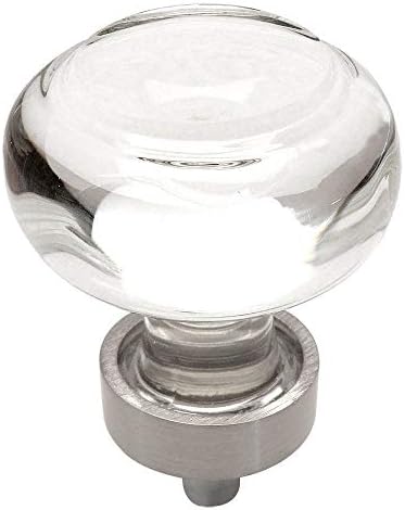 COSMAS 10 חבילה 6355SN-C סאטן ארון ניקל חומרה ידית עגולה עם זכוכית ברורה-קוטר 1-3/8