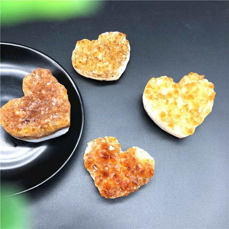 Ertiujg husong306 1pc טבעי קטרין צהוב קוורץ אשכול קריסטל אבן חן בצורת לב מדיטציה רייקי ריפוי אבני ריפוי