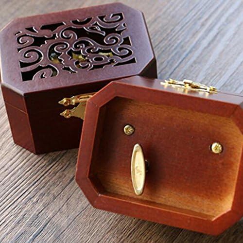 FNLY 18 הערות עתיקות קופסה מוזיקלית עתיקה מעץ, קופסה מוזיקלית של דייווי ג'ון, עם תנועת ציפוי זהב פנימה, אוקטגון
