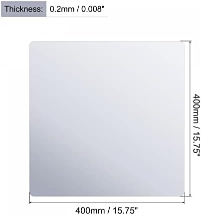 גיליון מראה גמיש של UXCELL, 400 ממ x 400 ממ x 0.2 ממ מדבק קיר דבק עצמיות פינת עגול פינת 8 יח '