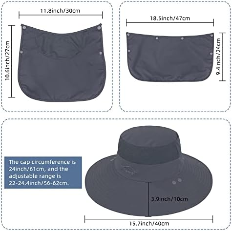 כובע דיג של זנדו לגברים ונשים, כובעי שמש חיצוניים לגברים עם הגנת UV כובע שוליים רחב עם דש צוואר