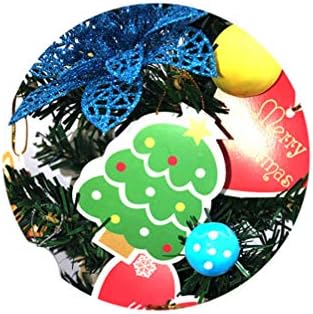 Amosfun מיני שולחן עליון חג המולד עם חטיבות בהירות ועץ חג המולד הזוהר העומד עם פרחים וחופשת קלפים