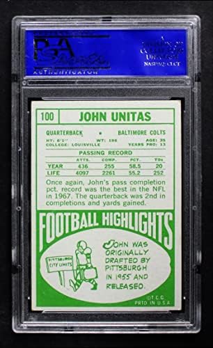 1968 Topps 100 Johnny Unitas Baltimore Colts PSA PSA 6.00 Colts Louisville