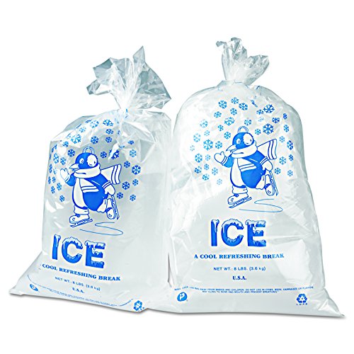 Inteplast ic1120-tt 8 קילוגרם קיבולת, 20 רוחב x 11, שקית קרח לוגו של פינגווין עם קשרי טוויסט