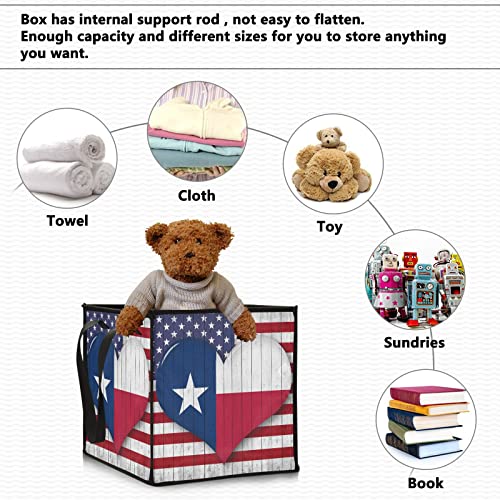אמריקה טקסס דגל אחסון סל מתקפל צעצוע אחסון סל קוביית סל כביסה עמיד למים משתלת סל עם ידיות עבור צעצועי משתלת