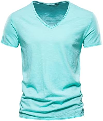 חולצות טריקו לגברים של ymosrh פופולרי סלייב פופולרי כותנה V-צווארון חולצות שרוול קצר לחולצות לגברים
