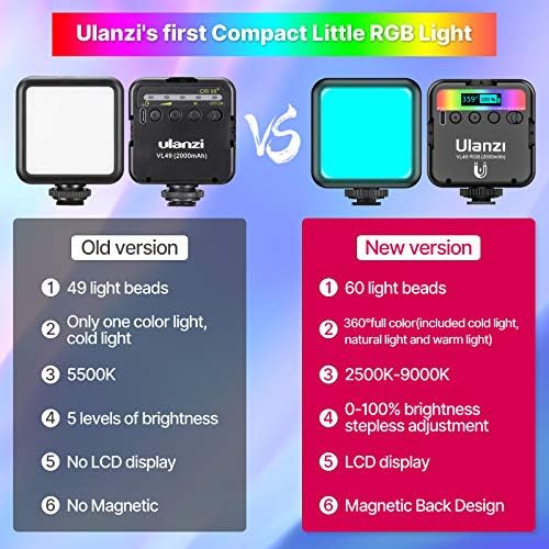 Ulanzi VL120 RGB Light Light ו- Ulanzi VL49 RGB Light