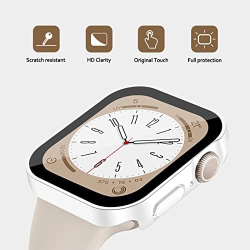 2 מארזים מארזים עבור Apple Watch 8 45 ממ/7 45 ממ, מסגרת פגוש אלקטרוליזציה עם מגן מסך זכוכית מחוסמת מזג HD לאביזרי