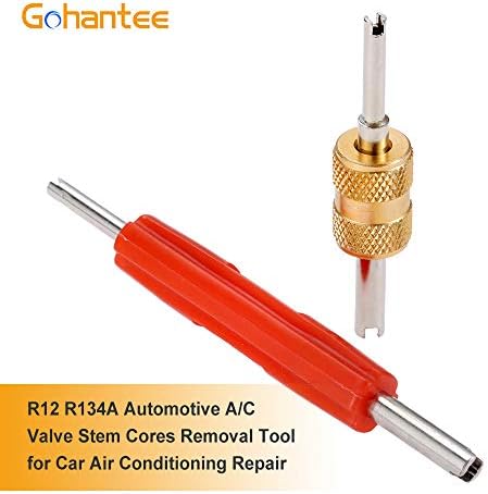 מזגן Gohantee מסיר ליבת גזע שסתום שסתום, כלי הסרה עבור R134 R12 AC CAR תיקון מיזוג אוויר, כלי תיקון צמיגי ראש