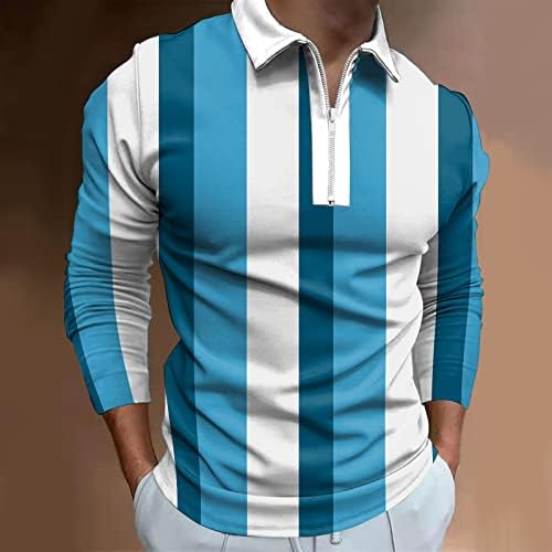 XXBR 2022 חולצות פולו חדשות לגברים, שרוול ארוך 1/4 צוואר גולף צוואר צוואר גולף טלאים טלאים ספורט חולצת מעצבים