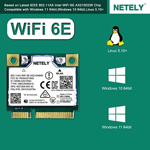 נטו 802.11ax wifi 6e ax210hmw mini-pcie ממשק wifi מתאם WiFi-wifi 6e 5400MBPS כרטיס רשת עם מתאם שמע