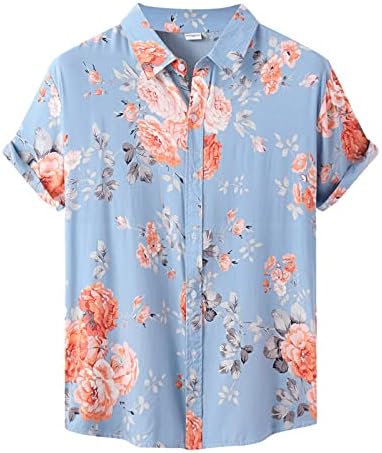 חולצות מזדמנים של יאנגקיג'י לגברים לגברים חולצות כפתור מזדמנים של גברים חולצות קיץ לגברים חולצת הוואי לגברים