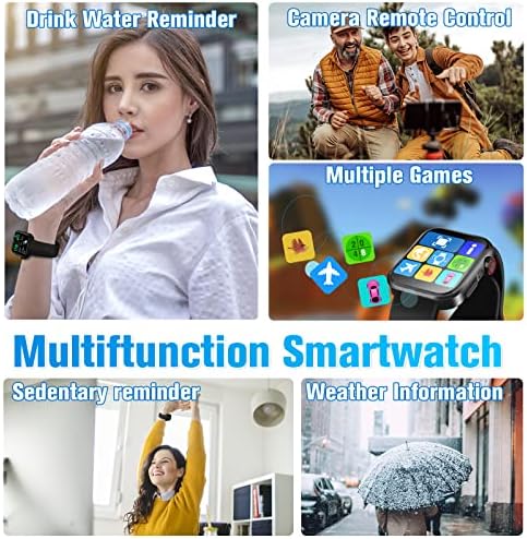 שעון חכם לטלפונים של iOS ו- Android, 1.81 '' מסך מגע מלא שעוני Bluetooth עבור נשים גברים, שעונים חכמים אטומים