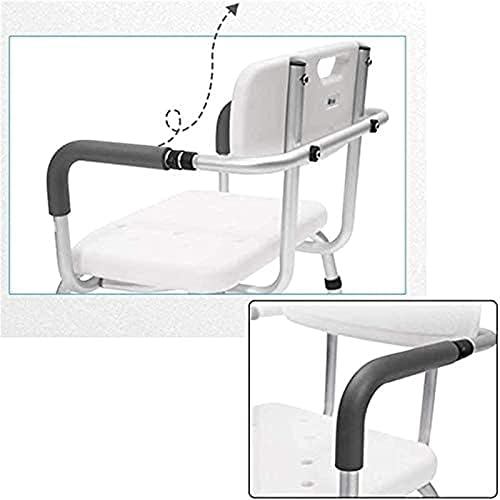 כיסא מקלחת כבד החובה גובה-מתכוונן נייד מקלחת שרפרף עם זרועות ומושב אחורי מקלחת, החלקה בטיחות אמבטיה