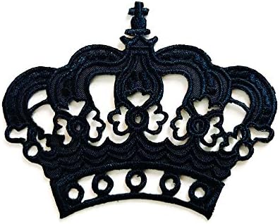 הנסיכה הכתר השחור הכתר חמוד לוגו קריקטורה חמוד אפליקציה רקומה תפור על ברזל על תיקון לתרמילים ג'ינס ג'ינס