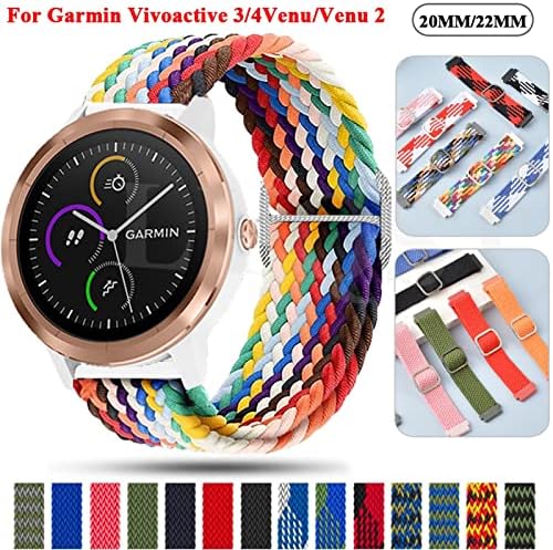 להקת שעונים חכמה של VBWVA עבור Garmin Vivoactive 3/4 Venu 2/Forerunner 645 245 158 745 רצועה קלועה Vivomove