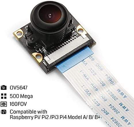 Sainsmart זווית רחבה עדשות מצלמה עין דגים עבור Raspberry Pi 3 Model B Pi 2 דגם B+ Arduino, ROHS Certified