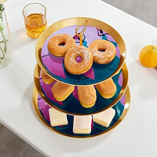 דוכן עוגת סט 3 קומות הקאפקייקס עומד לשימוש חוזר מאפה מגש לחתונה יום הולדת מסיבת תה קישוטים, אתני מסורתי