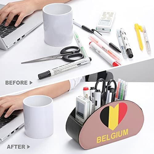 אהבת בלגיה שלט רחוק מחזיק עור מארגן שולחן עבור ציוד משרדי מרחוק בקר