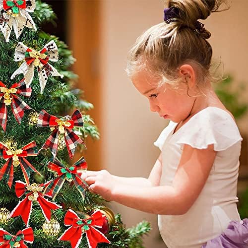 קשת חג המולד של Vuzvuv עם קישוטי פעמונים אדום ירוק עץ משובץ קשתות קשתות קשתות מיניאטורות לחג