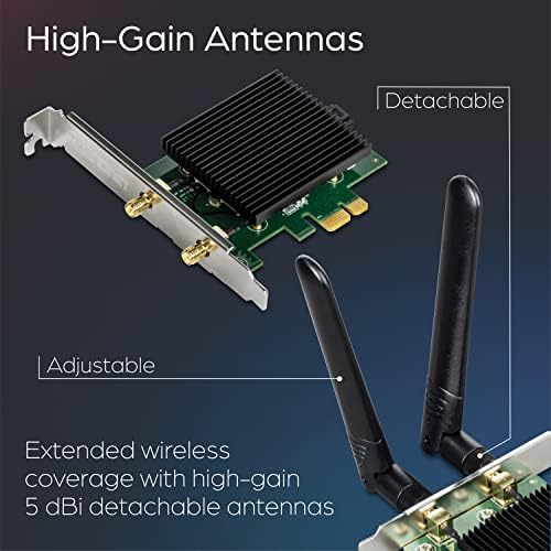 Trendnet AX3000 פס כפול אלחוטי & WIFI 6 מתאם PCIE, Bluetooth 5.2 Class 2, 2401 Mbps Wireless AX, 600 MBP