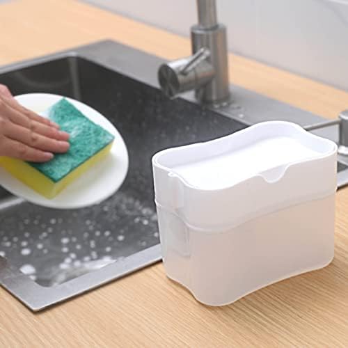 מתקן סבון שטיפת מטבח - 2 ב -1 מיכל משאבה עם מחזיק ספוג, כיור שיש עיצוב פרימיום גאדג'ט שימושי לחסור