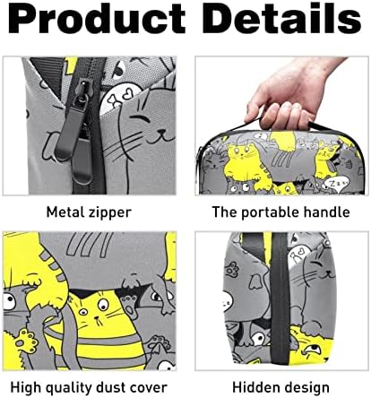 נייד אלקטרוני ארגונית פאוץ שקיות מצחיק קריקטורה חתול צהוב אפור נסיעות כבל אחסון תיק עבור כוננים קשיחים, מטען,